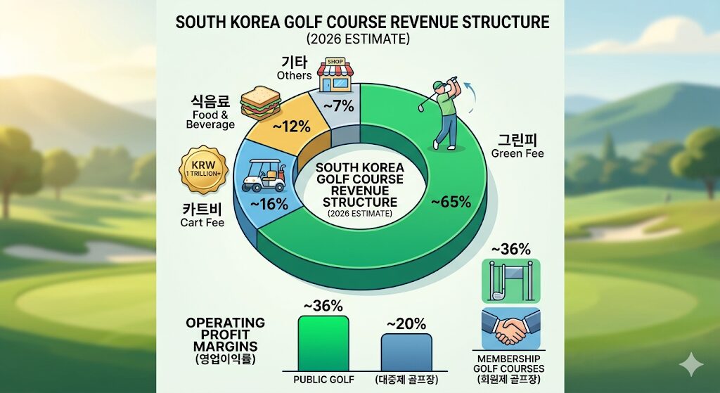 대한민국 골프장 수익구조 및 영업이익률 분석 차트